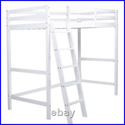 White Loft Bunkbed Single Solid Pine Wooden High Sleeper Bunk Bed Frame with Stair