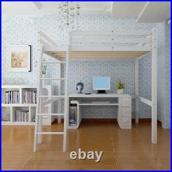 White/Pine Wood High Sleeper Cabin Wooden Frame Bunk Bed Kid Children Single 3FT
