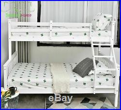 White & Silk Grey Kids & Adult Triple Sleeper Solid Pine Wood Bunk Bed 3ft, 4Ft