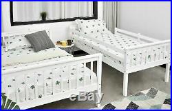 White & Silk Grey Kids & Adult Triple Sleeper Solid Pine Wood Bunk Bed 3ft, 4Ft