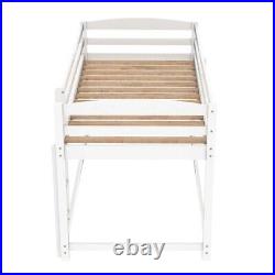 White Single Bunk Bed with Ladder Guest Wooden Bed Frame For Kids Teenagers