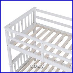 White Solid Pine Wood 3ft Single Double Bunk Bed Kids Children Sleeper Bed Frame