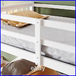 White Solid Pine Wood Double Bunk Bed 3ft Single Kids Children Sleeper Bed Frame