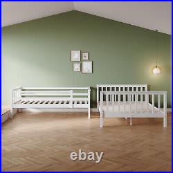 White Triple Bunk Bed 3ft Single 4ft6 Double Solid Pine Wood Children Bed Frame