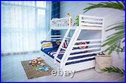 White Triple Sleeper Bunk Bed Frame wooden Pine for children also in Grey