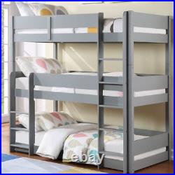 White Triple Sleeper Bunk Bed With Three Beds 3 Tiers New Treble Wooden Bunk