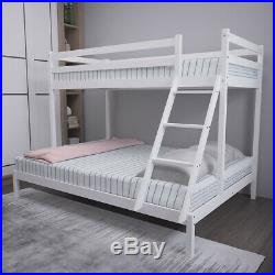 White Triple Sleeper Bunk Bed Wooden Bed Frame Double&Single for Children Adults