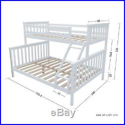White Triple Sleeper Pine Wood Bunk Bed Frame Sturdy for Adult kids Children UK