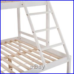 White Triple Sleeper Wooden Bunk Bed Frame 3FT Single 4FT6 Double Bed Kid Child