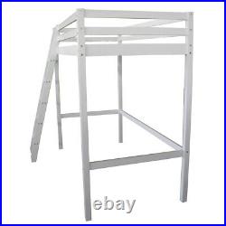 White Wood 3FT Single Bed High Sleeper Cabin Bunk Bed Loft Bed Left/Right Ladder