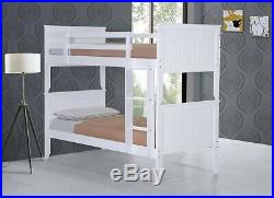 White Wooden 3ft Single Childrens Shaker Style Bunk Bed Frame Mattress Options