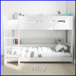 White Wooden Bunk Bed Ladder Can Be Either Side Glowing Stairs With Shelves Kids
