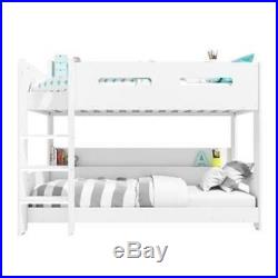 White Wooden Bunk Bed Ladder Can Be Either Side Glowing Stairs With Shelves Kids