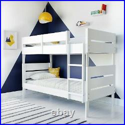 White Wooden Bunk Bed with Ladder Hugo