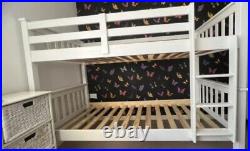 White Wooden Bunk Beds with Ladder And Wooden Slates No Mattress ikea/John Lewes