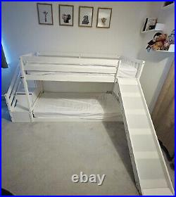 White Wooden Children's Bunk Bed With Slide