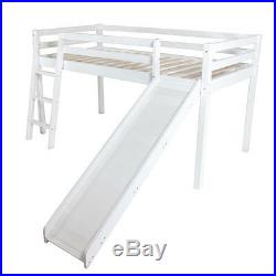 White Wooden Solid Pine Cabin Loft Bunk Bed Slide Army Camo Boys 3ft Single New