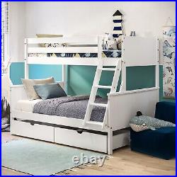 White Wooden Triple Sleeper Bunk Bed with Storage Drawers Parker PAR001