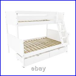 White Wooden Triple Sleeper Bunk Bed with Storage Drawers Parker PAR001