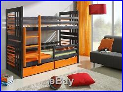 Wood Bunk Bed Double Kids High Cabin Sleeper Children Bedroom 2 Sizes Mattresses