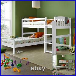 Wood Bunk Bed Max 7 Beds in 1 White or Dove Grey 3ft Single 4 Mattress Options
