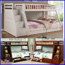 Wood Bunk Bed Twin Full Solid Loft Wooden Bunkbed Kids Teens Beds Furniture New