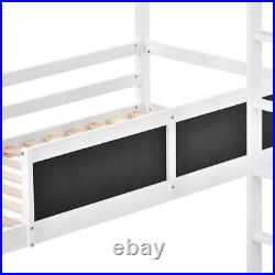 Wooden Bunk Bed 3FT L-Shape Sleeper Bed Frame Childrens Kids 2 Single Bed White