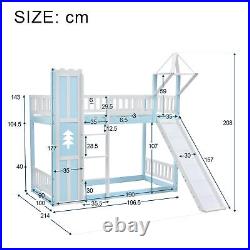 Wooden Bunk Bed Children Bed Frame for Kids With Ladder Safety Guardrail Blue UK