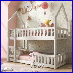 Wooden Bunk Bed Childrens Kids Twin Sleeper Bed with Ladder 3FT Single Bed