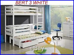 Wooden Bunk Bed Childrens Triple Or Double Sleeper With Storage Mattresses