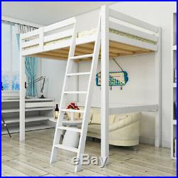 Wooden Bunk Bed Frame 3FEET Single Solid Pine High Sleeper Cabin Kids Bed White