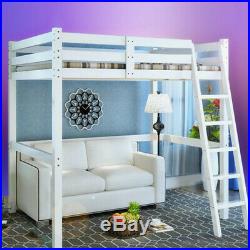 Wooden Bunk Bed Frame 3FEET Single Solid Pine High Sleeper Cabin Kids Bed White