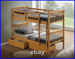 Wooden Bunk Bed Frame 3ft Single Available in White & in Beech colour