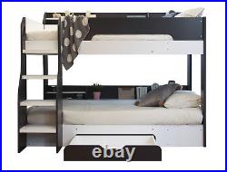 Wooden Bunk Bed Frame Grey Under Bed Drawers Shelving Storage Childrens Mi Flick