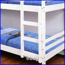 Wooden Bunk Bed Frame Only in White 3ft With Modern Design Single Bed