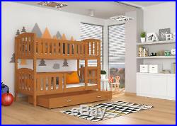 Wooden Bunk Bed JACOB Children Teens Kids +Drawer +Mattresses +FREE DELIVERY