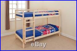 Wooden Bunk Bed Kids Childrens 3ft Single with Matress options in white or pine