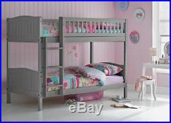 Wooden Bunk Bed Kids Childrens Grey 3ft Single Rosa With Mattress Option
