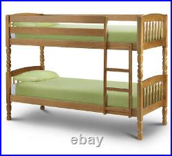Wooden Bunk Bed, Lincoln Solid Pine Children's Bed 2 Size and 4 Mattress Options