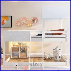 Wooden Bunk Bed Loft Bed Treehouse 3FT Kids Mid-Sleeper Cabin Bed 90x190cm White