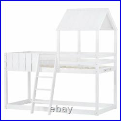 Wooden Bunk Bed, Loft Bed with Ladder and Guard Rail for Children& Kids Home