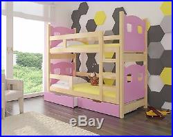 Wooden Bunk Bed MARABO for Kids made of Solid Wood with 2 FREE MATTRSESSES