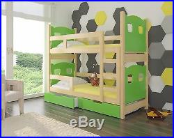 Wooden Bunk Bed MARABO for Kids made of Solid Wood with 2 FREE MATTRSESSES