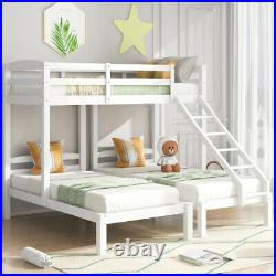Wooden Bunk Bed White Triple Sleeper 3FT Single Bed Frames For Kids Teens Adults