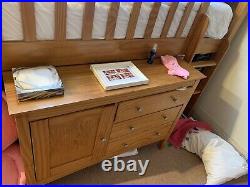 Wooden Bunk Bed With Desk, And Two Cupboard Storage Spaces