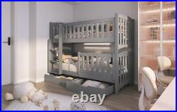 Wooden Bunk Bed With Drawers Many Colours 2 Sizes Left Or Right