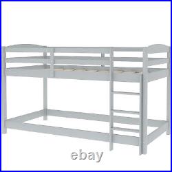 Wooden Bunk Bed with Ladder Single 3ft Solid Pine Wood Bed Frame Kids Sleeper Grey
