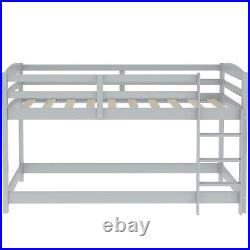 Wooden Bunk Bed with Ladder Single 3ft Solid Pine Wood Bed Frame Kids Sleeper Grey