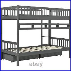 Wooden Bunk Beds with Storage Grey Kids Bed Children 3ft Single Size Bed frame