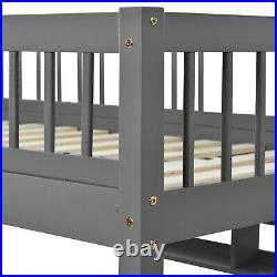 Wooden Bunk Beds with Storage Grey Kids Bed Children 3ft Single Size Bed frame